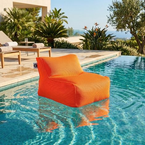 Soo Santaï Pouffe Daddy Cool XL Sessel 100x90x70 cm für drinnen und draußen, schwimmend, abnehmbar und UV-beständig, orange, polystyrolfrei