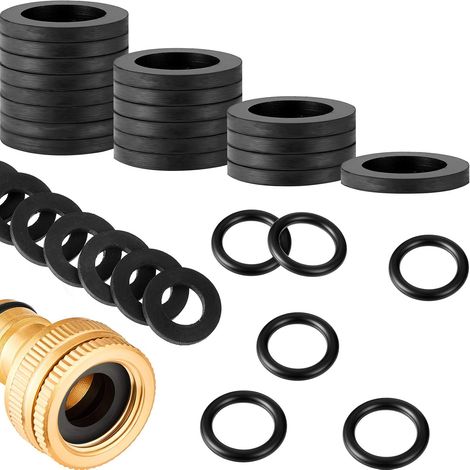 Kit de sellado de manguera de goma de 72 piezas que incluye 24 arandelas de conexión de 1/2", 24 juntas tóricas para manguera y 24 arandelas para manguera de ducha de 3/4". (1/5)