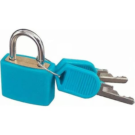 Petit cadenas en plastique fluorescent avec deux clés pour sac de voyage lumineux bleu (1/5)