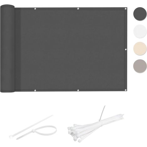 Brise Vue Balcon 85x300cm Imperméable,Cache Brise Opaque UV Résistant pour Balcon Exterieur Terrasse Jardin et Serre Câble,Dark Anthracite (1/5)
