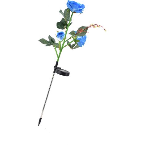 Lanterne solaire LED bleue à fleur artificielle rose, piquet lumineux blanc pour jardin, cour, pelouse, déco extérieure avec batterie rechargeable intégrée (1/5)