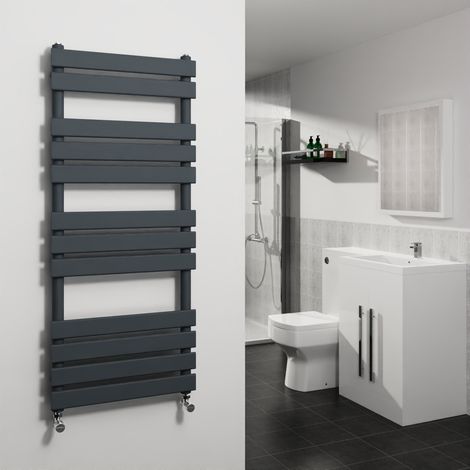 Sand Grey Flat Panel Heated Towel Rail Radiator 1200x500mm