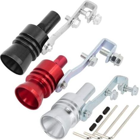 GABRIELLE Turbocompresseur de sifflet de voiture 3 pièces, sifflet de queue de moto, simulateur de queue de turbocompresseur en alliage d'aluminium, silencieux de tuyau d'échappement et silencieux (1/5)