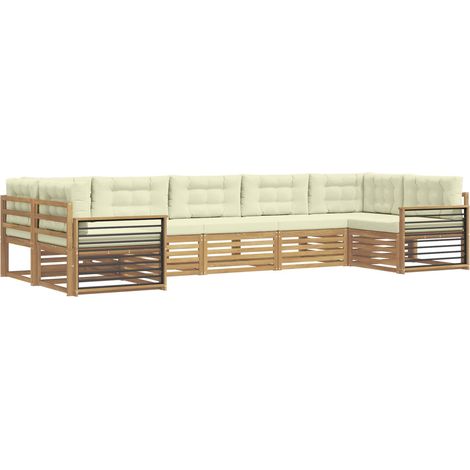 Set di divani da esterno 7 pz Bianco e Crema vidaXL (1/5)