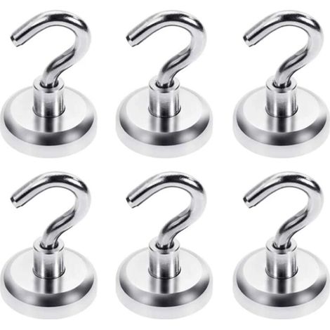Sechs Magnethaken – 32 mm – Neodym-Magnethaken – Tragkraft: 35 kg – Extrem leistungsstark