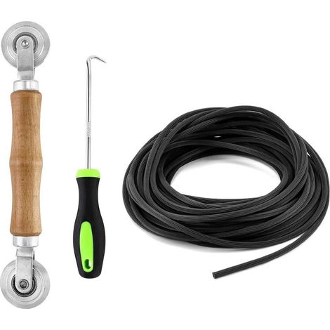 Fliegengitter Reparatur Set mit Einroller, Haken und 15m Kedergummi 5mm (1/5)