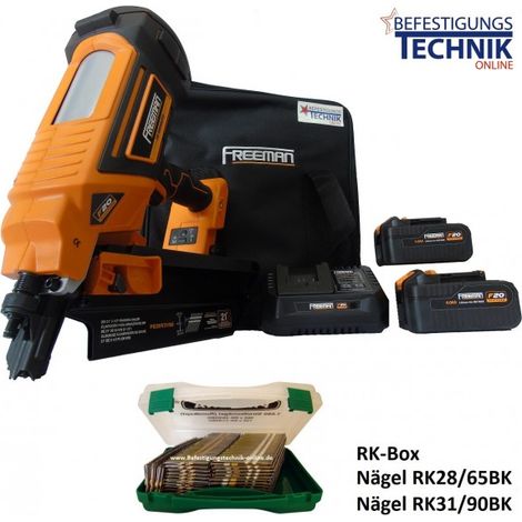 Freeman Akku Streifennagler LD2190 50-90mm 2x4,0Ah für 20°+ Prebena RK Box Streifennägel-EN15181RK
