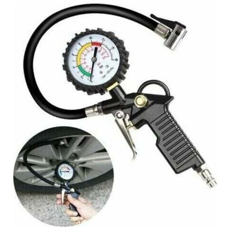 Manometre Pression Pneu, Numérique Manomètre Pneu, Pistolet de Gonflage Manomètre une Tige de Rallonge en Métal de 90 Degrés (1/4)