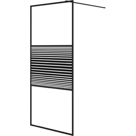Parete Doccia Walk in Nero 90x195 cm Vetro Trasparente ESG vidaXL