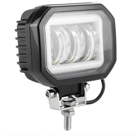 Phare de travail LED 3,5 pouces 6000K 30W étanche, lampe carrée à anneau lumineux pour auto, quad, bateau, véhicule tout-terrain (blanc froid) (1/5)