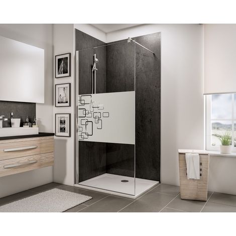 Paroi de douche à l'italienne, paroi fixe Walk In, NewStyle Schulte, traitement anticalcaire, décor Softcube, verre 5 mm, profilé aspect chromé 100 x 190 cm