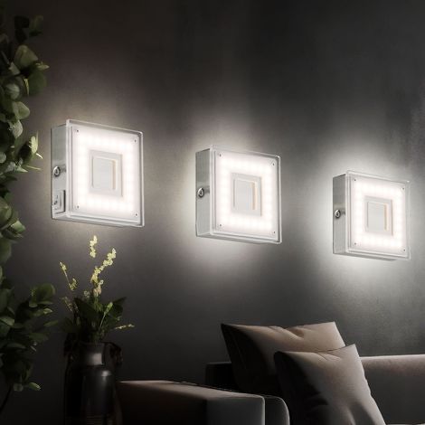 Lampada da parete a plafone per interni faretto a plafone a LED piatto quadrato cucina LED sottopensile, con interruttore, 1x 5 watt 360 lumen bianco caldo, LxH 9 x 3,1 cm, set da 3 (1/4)