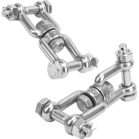 2 Stück Ankerwirbelschäkel aus Edelstahl 304 mit drehbarem Ringverbinder und Sicherung M10 (1/5)