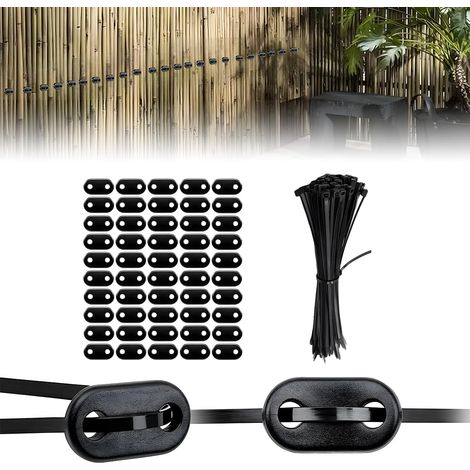 Lot de 50 clips de fixation et 50 serre-câbles noirs pour brise-vue - Brise-vue - Clôture de balcon - Accessoires brise-vue (1/5)