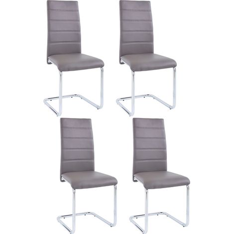 Adora-Pack de 4 chaises en PU Cappucino Chrome (1/5)