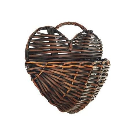 Tasca muro vimini cuore, 45x14x26/50 cm (kit da 3)