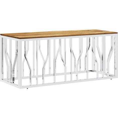 Maison Exclusive - Couchtisch Silbern Edelstahl und Massivholz Ak (1/5)