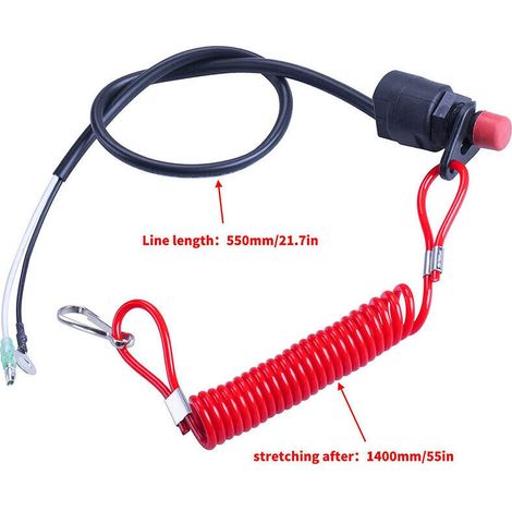 1 interruttore di arresto per motore fuoribordo da 12 V, impermeabile con cordino di sicurezza, compatibile con tosaerba e veicoli fuoristrada. (1/4)