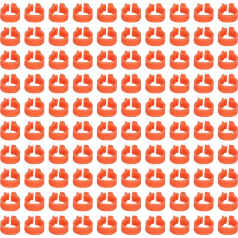 100 bagues de patte de pigeon de 8 mm pour identification, bagues de patte de volaille sans moule, accessoires pour pigeons, orange (1/5)