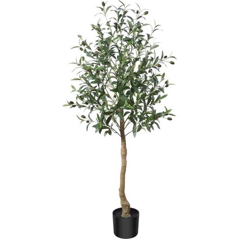 Arbre olivier artificiel 120cm avec pot noir, décoration intérieure/extérieure (1/5)