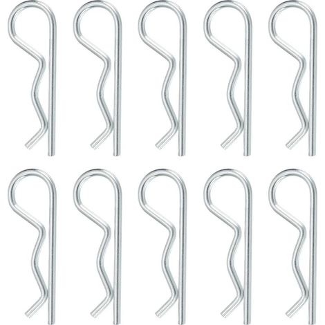 30 Pcs Goupille D'Attelage, 2mm x 40mm R Clips Acier Carbone Goupille De Retenue Épingles À Cheveux Kit D'Assortiment Tracteurs Tondeuses Camions Goupille D'Attelage, Argent (1/4)