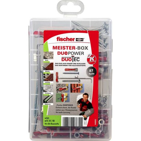 FISCHER 540093 MEISTER-BOX ASSORTIMENT DE VIS POUR DE NOMBREUX MATÉRIAUX DE CONSTRUCTION ET DE NOMBREUSES APPLICATIONS DUOPOWER (1/3)