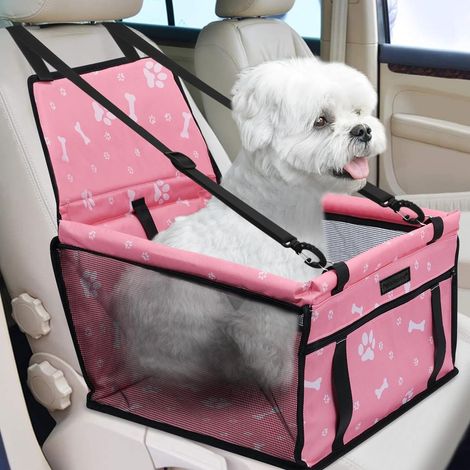 Siège Auto Chien Pliable Rehausseur Voiture Imperméable Respirant Oxford Sac Voyage pour Petits et Moyens Chiens, Chiots, Animaux, Rose (1/5)