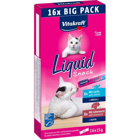 Vitakraft - Liquid Snack Multipack with Liver Sausage and Salmon MSC for cats 16x15gr (58000)