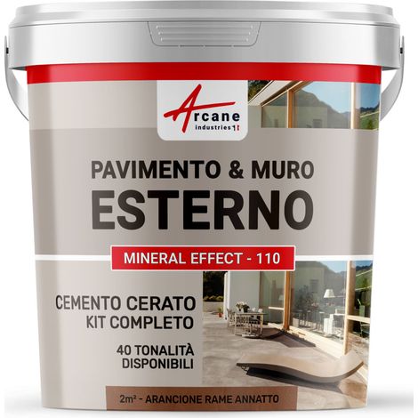 Microcemento per esterni: pavimenti, muri, terrazze, balconi, scale - 2 m² (in 2 strati) Arancione Rame Annatto - ARCANE INDUSTRIES