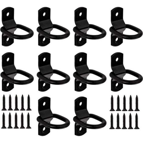 Crochets d'arrimage pour remorque, lot de 10 anneaux en D, anneaux d'arrimage robustes, anneaux de fixation pour sécuriser les c (1/4)