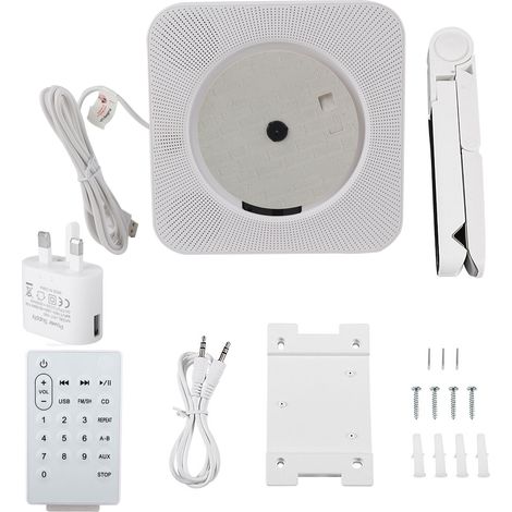 Enceinte murale Bluetooth portable avec télécommande, lecteur CD MP3, prise UK, stéréo. (1/5)