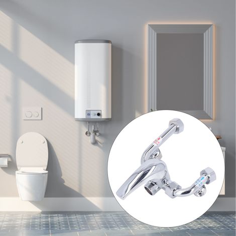 Robinet mélangeur pour chauffe-eau électrique en cuivre, coude en U, interrupteur eau chaude/eau froide apparent, robinet de douche, tuyau d'arrivée d'eau à 4 points, accessoires universels (1/5)