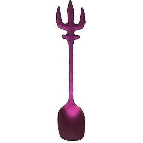 Cuillère à café au lait/glace en acier inoxydable au design trident créatif ZLPurple (1/5)