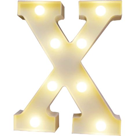 Veilleuse LED alphabet avec ampoules, lumière blanche chaude constante, IP54, 2 piles AA (blanc) (1/5)