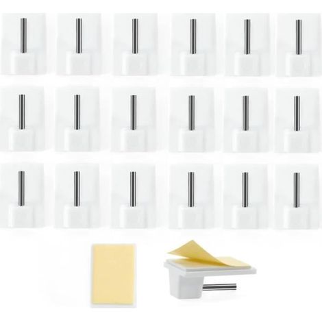 50 Pcs Accroche Rideau, Crochet Rideau, Crochet Rideau sans Percage, Tringle sans Percage Crochets Autocollants pour Barres (1/4)
