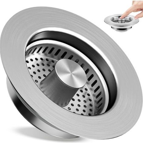 en 1 Bouchon Evier Cuisine, Bonde Evier Cuisine, Pop-up en Acier Inoxydable Filtre Evier Cuisine (1/5)