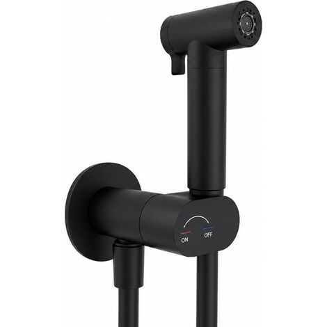 Idroscopino per wc e bidet nero tondo con miscelatore e kit doccino (1/4)