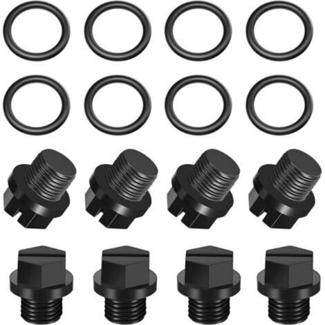 Juego de 8 tapones de drenaje para piscina, repuestos para bomba de piscina, tapón de drenaje con juntas, negro - Crezuo
