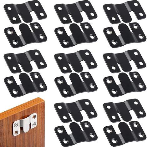 Juego de 16 ganchos de acero inoxidable de doble cara, soporte de montaje oculto y soporte con clip en forma de Z para exhibir cuadros artísticos. (1/5)