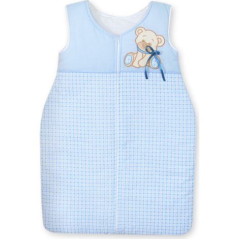 Sacco a pelo in cotone per bambini M 6-12 mesi TOG 2.5 isolante per tutte le stagioni Orsetto con fiocco blu (1/4)