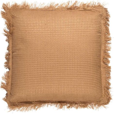 Coussin Déco Déhoussable "Gaufré" 40x40cm Ocre (1/4)