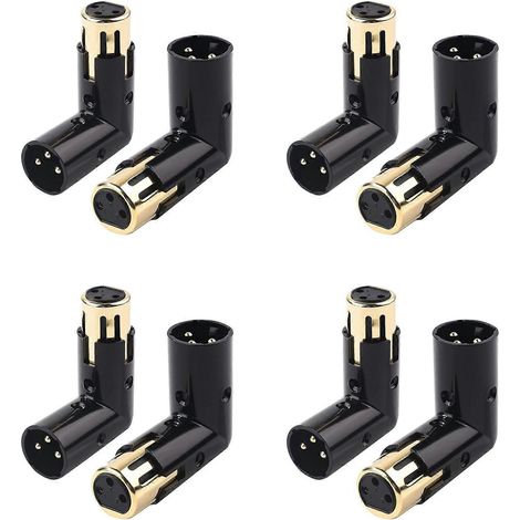 Adaptateur XLR coudé réglable mâle-femelle 8 broches, noir 3 broches (adaptateur XLR à 90 degrés) (1/4)