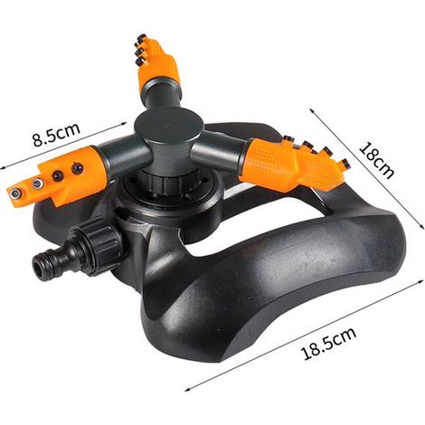Aspersor de jardín, aspersor automático para césped, sistema de riego automático giratorio de 360 grados con 3 boquillas (1/4)