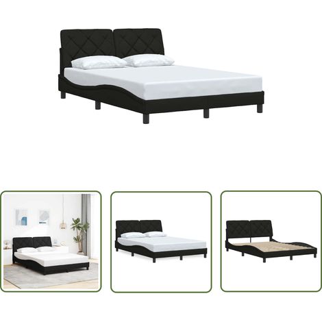vidaXL Cadre de lit sans matelas noir 120x200 cm tissu (1/5)