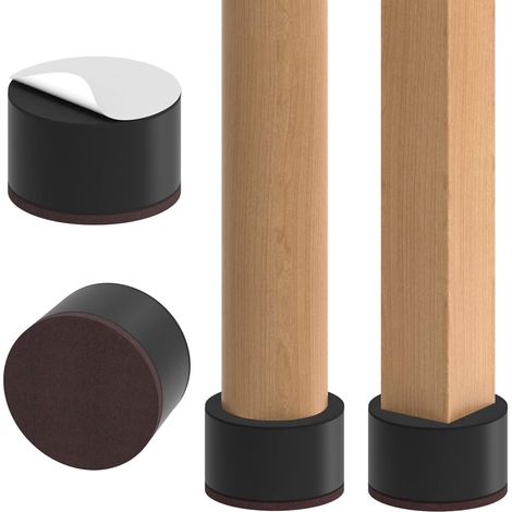 Rehausseurs autocollants en acier carbone pour meubles de lit, rehausseurs de lit ronds noirs, ajoute 5,1 cm de hauteur aux lits, canapés, armoires, supporte environ 9 072 kg, autocollants (1/5)