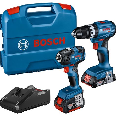 18V System combi-kit : Visseuse à chocs GDR 18V-200 + perceuse-visseuse à percussion GSB 18V-45 (av. batteries 2,0Ah + 4,0Ah, chargeur GAL 18V-40, L-Case) - Set (1/5)