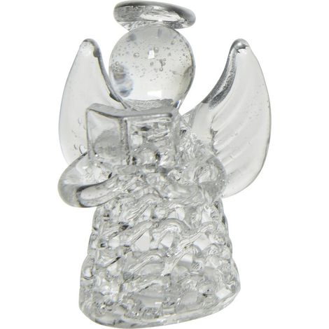 Kaemingk – Ange de Noël avec livre de chants – Verre transparent et argenté, H 4,5 cm