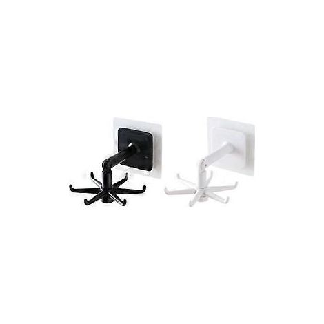 Multifunktionaler, drehbarer Klebehaken (360° drehbar), hinterlässt keine Spuren, 2er-Pack, Schwarz + Weiß (1/5)