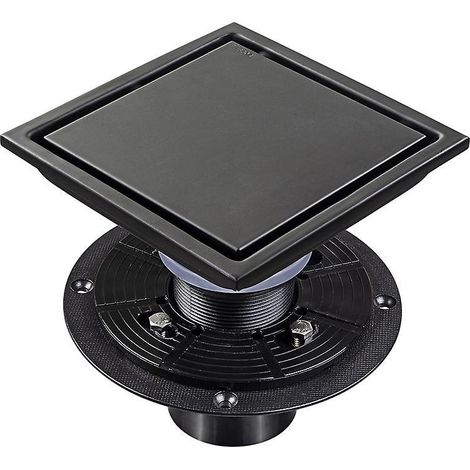 siphon De Sol De Douche Carr 15 X 15 Cm, Amovible, En Acier Inoxydable 304 De Qualit Alimentaire, Noir Mat (1/5)