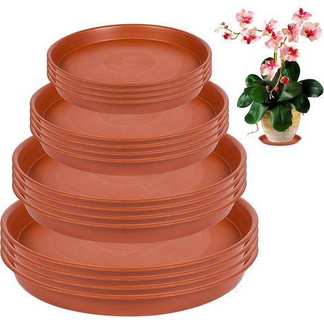 16 Pièces Soucoupes pour Plantes, 11.4/15/17.7/20.7cm Fleur Plastique Soucoupes Pots, Coupelle Pot de Fleur, Dessous de Jardinière en Plastique Rond Convient pour l'intérieur et l'extérieur (1/5)